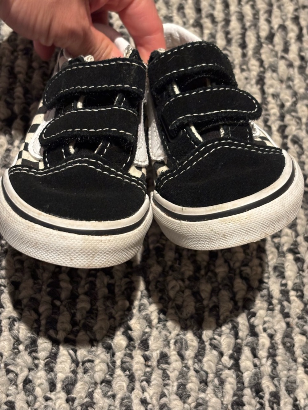 Vans Toddler Size 5 Girl/Boy Black & White Checkerboard Velcro Sneakers - Picture 9 of 10